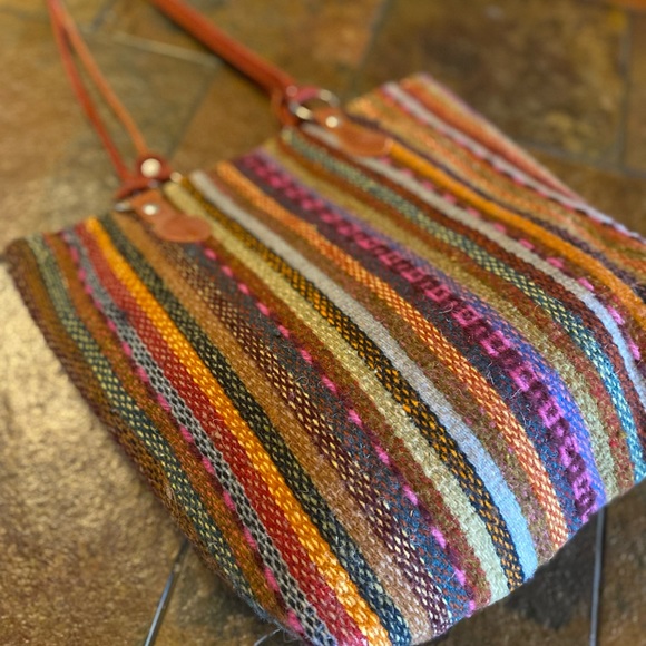Rustic bohemian eclectic handwoven tribal wool funky colorful computer bag purse - Picture 9 of 10